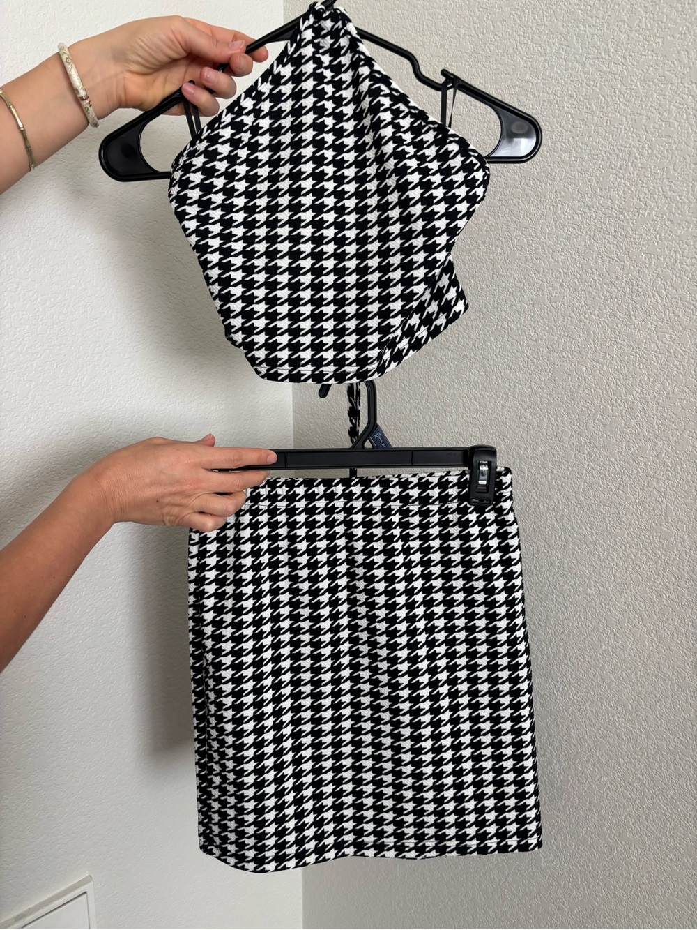 Houndstooth Black & White Mini Skirt - Women